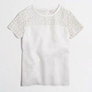 J. CREW White Crochet 100% Linen Top Size 0
